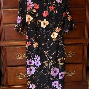 Calvin Klein Black Floral Midi Dress